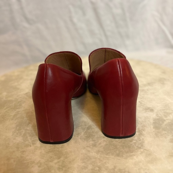Red Leather Loafer Heels - Picture 3 of 5